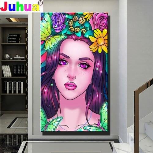 5D Flower Girl DIY Full square Diamond Painting Portrait Dream Diamond Rhinestone Embroidery Cross Stitch Mosaic decoration Home
