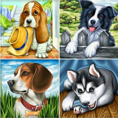 EverShine Diamond Embroidery Animal Picture Of Rhinestones Diamond Painting Dog Full Square Mosaic Cross Stitch Handmade Gift