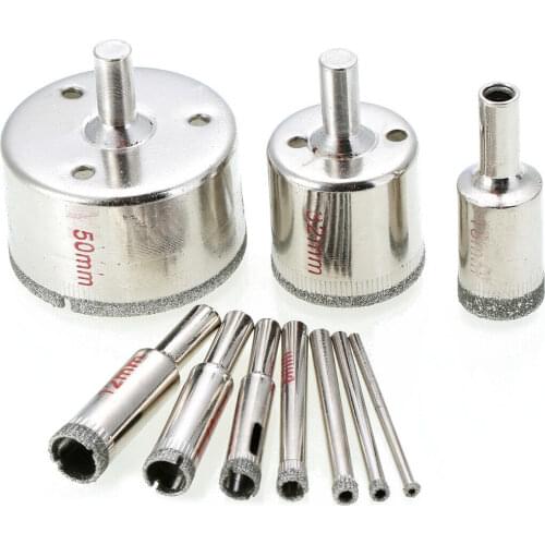 3/4/5/6/8/10/12/18/32/50mm Diamond Tool Drill Bit Hole Saw Glass Ceramic Marble Tile Kit 10pcs