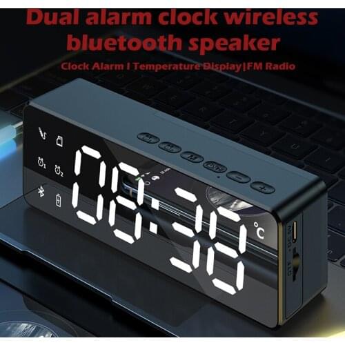 Wireless Bluetooth Speaker FM Radio Sound Box Desktop Alarm Clock Subwoofer Music Player TF Card Bass Speaker Boom For Xiaomi