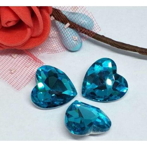 Turquoise blue Heart Crystal Glass Sewing Pointback Rhinestones DIY Wedding Dress 8mm 10mm 12mm 14mm 16mm 18mm 27mm