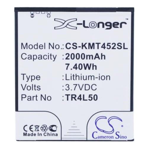 Cameron Sino 2000mAh battery for KAZAM Trooper 450L Trooper 450L Dual SIM TR4L50 TR4L50-CBCMB10001885 Mobile, SmartPhone Battery