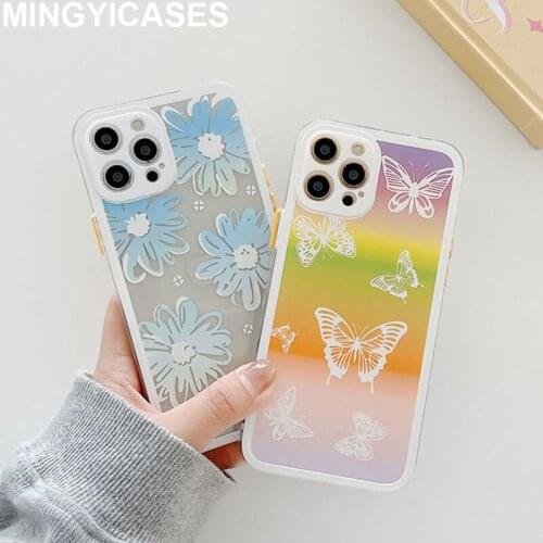 For Iphone 11 Case Fresh Flower Butterfly Pattern Cases for Iphone 7 8 Plus 12 Pro Max Xs Max Xr X SE 2020 Soft TPU Cover Fundas