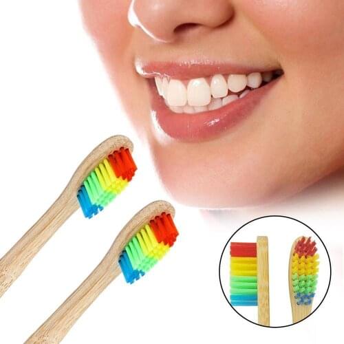 Colorful Head Bamboo Toothbrush Wholesale Environment Toothbrush Oral Biodegradable Rainbow Care Wooden Bamboo NEW Bristle Q1K5