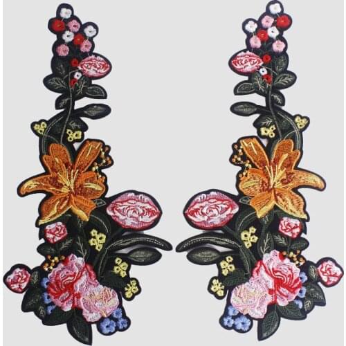 Flower 30.5*15cm applique patches embroidered badge fabric patches for clothing decoration accessories iron stickers for clothes