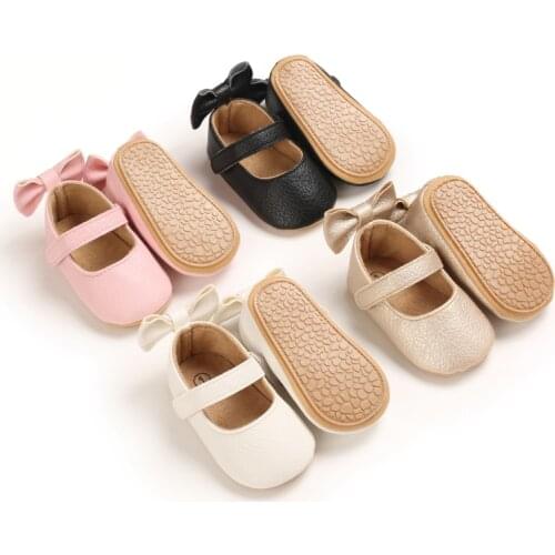 Girl Baby Spring And Autumn Style Lovely Bow Solid Color Princess Shoes 0-18 Months Baby Casual Shoes First Baby Walking Shoes