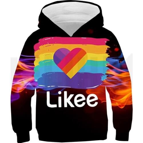 Likee Hoodie Childrens Sweatshirt 3D LIKEE Video App Hoodies Adults Russia Sweatshirt Men Pullover Streetwear Clothes Teenagers