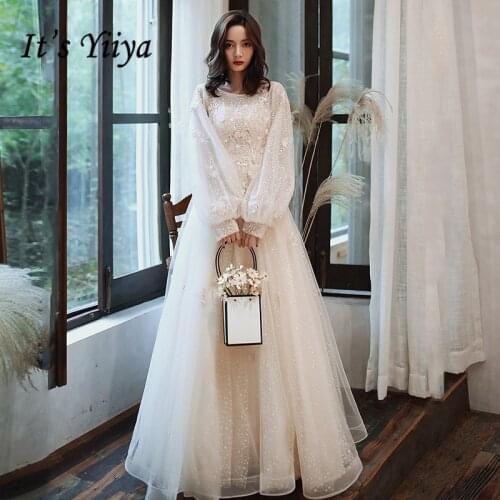 Elegant Evening Dresses Its Yiiya BR358 Appliques Crystal Long Sleeves Evening Gown For Women A Line Zipper Vestidos De Fiesta