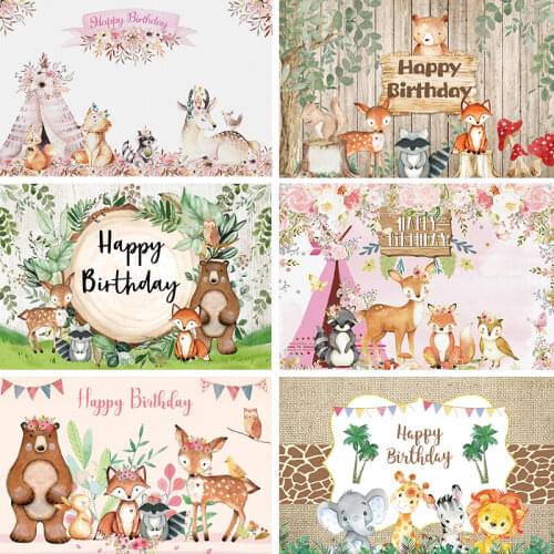 Laeaco Woodland Baby Shower Backdrop Flower Boho Teepee Fox Photo Background Birthday Party Photographic Backdrops Photo Studio