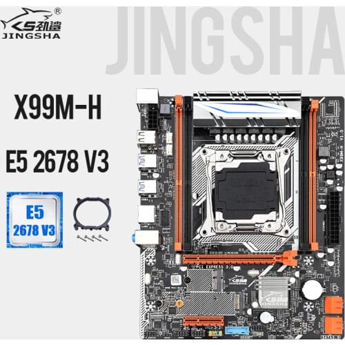 Jingsha X99 M-H Motherboard Set Kit With Xeon 2678 V3 CPU LGA 2011-3 Processor Support M-ATX DDR4 RAM SSD M.2 SATA 3.0 Combo