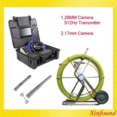 Pipeline Drain Sewer Inspection Camera System With 60m Cable 28mm Self Leveling Camera Head 512Hz Transmitter Meter Counter
