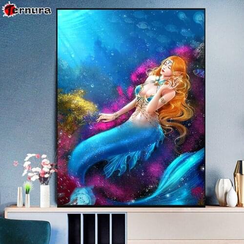 Beautiful woman New diamond painting cross stitch seabed Mermaid 5d diy diamond embroidery full Square round diamond mosaic
