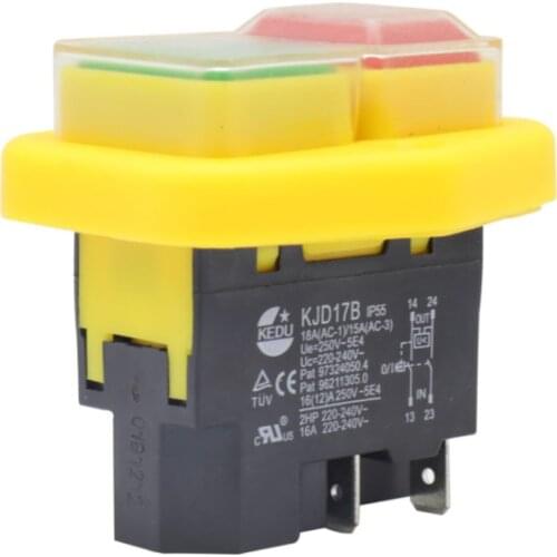 KJD17B Waterproof button switch 220V-240V 16A 4-pin power tool switch