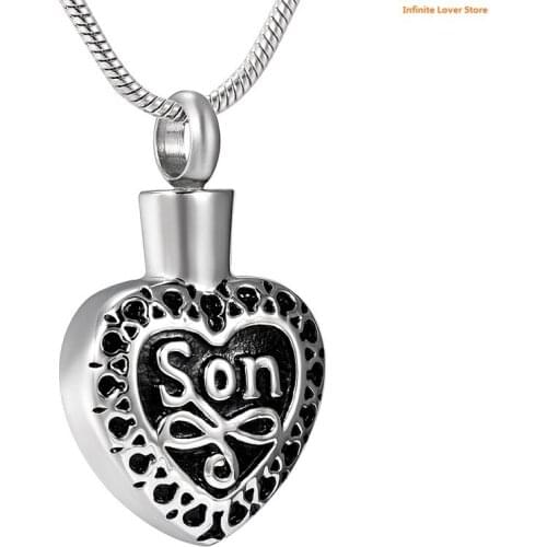 KLH8373-9 Wholesale Stainless Steel Funeral Jewelry for Beloved One Memorial Heart Cremation Necklace for Ashes