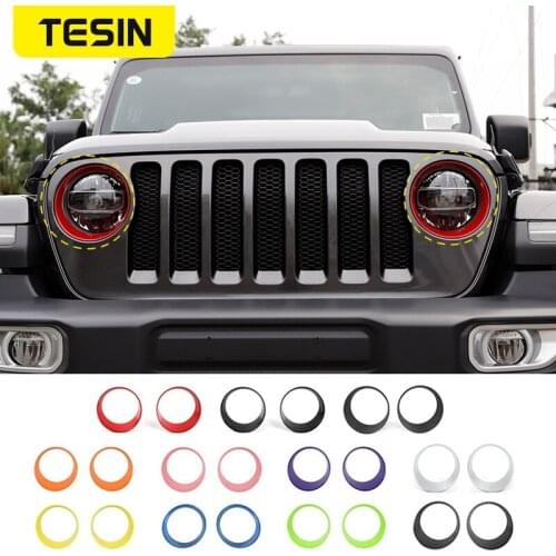 TESIN Lamp Hoods For Jeep Gladiator JT 2018+ Car Head Light Lamp Decor Headlight Cover Accessories For Jeep Wrangler JL 2018