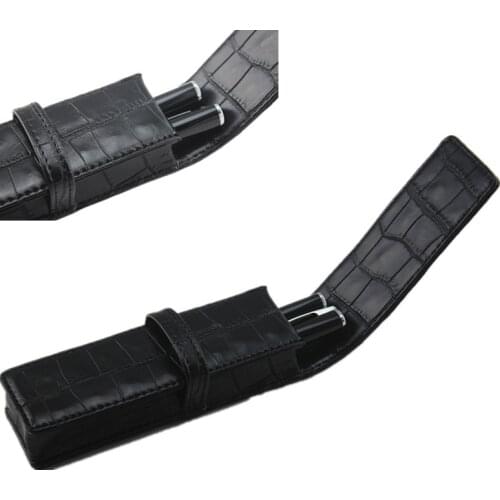 Black PU Leather Pencil Bag Handmade Pen Cases Fountain Pen Gift pen bag Business Office Accessories High Quality Pencil Box