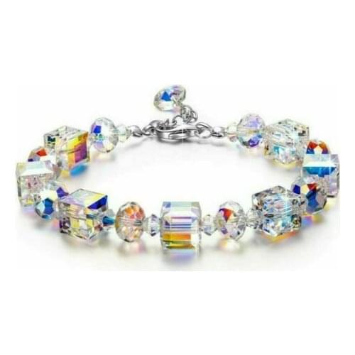 Beautiful Aurora Austria Crystals Bracelet Wedding Adjustable 7"-9"
