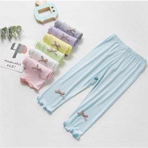Summer Kids Girl Leggings Candy Color Girls Pants Modal Cotton Knee Length Trousers Baby Girl clothes