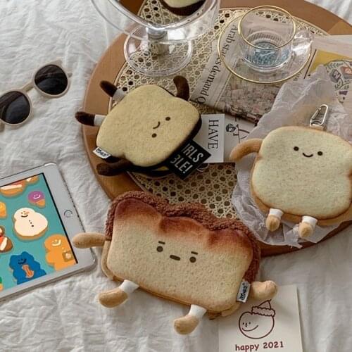 Cartoon Cute Bread Womens Wallet Korea Ulzzang Student Kawaii Wallet Harajuku Coin Purse Ladies Card Bag Trend Small ins Wallet