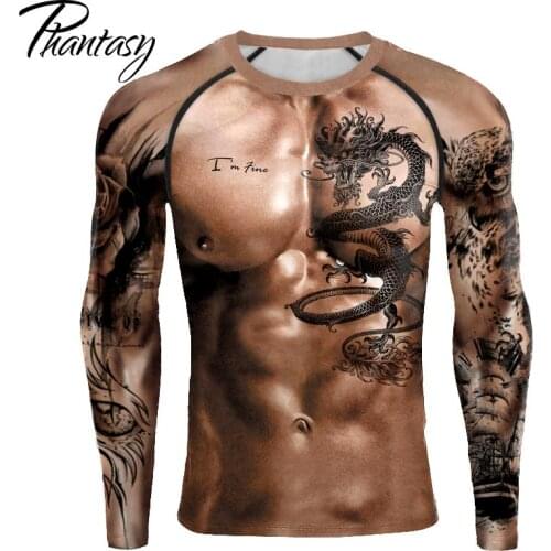Phantasy Summer Men T-Shirt Casual Loose Plus Size Streetwear Clothes Tee Tops 3D Printed T-Shirts Funny Muscle Long Sleeves