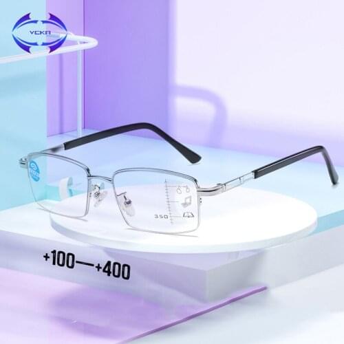 VCKA Blue Light Blocking Reading Glasses Men and Women High Quality Half Frame Diopters Business Office Eyewear +1.00 to +4.00