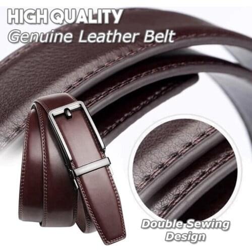Men Leather Ratchet Dress Belt with Automatic Buckle Jeans Pants Trousers Belt -OPK