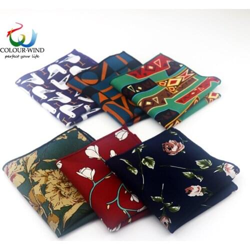 Mens New Floral Pocket Square Chiffon Flower 23*23CM Pigeon Printed Handkerchief Skinny Casual Hanky Wedding Party Festival Set