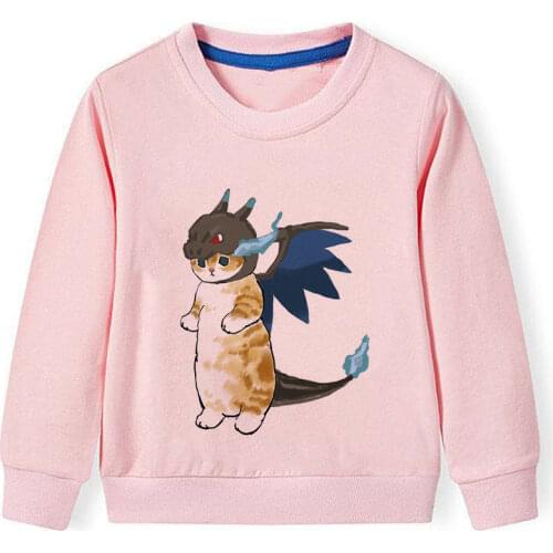 2021 New Shark Cat Y2k Cartoon Boy Kids Sweatshirt Girls Autumn Long Sleeve Clothes For Girl Anime 90s Sweatshirts Toddlers Tops