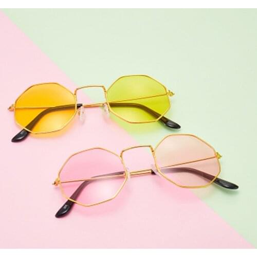 Retro Glasses Metal Eyewear Optical Eye Glasses Vintage Polygon Anti Blue Light Transparent Spectacle Frames Sunglasses Unisex