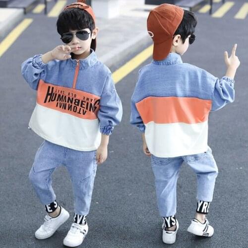 Boys Clothing Clothes For Boys 2021 Spring Autumn Denim Coats + Pants Sports Set For 5 6 7 8 9 10 11 12 Year Teen Clothes