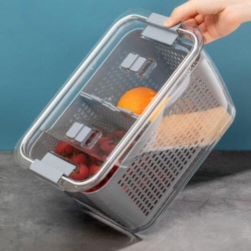 Wonderlife Kitchen Plastic Storage Box Fresh-Keeping Box Refrigerator Fruit Vegetable Drain Crisper Drain basket Kitchen Storage