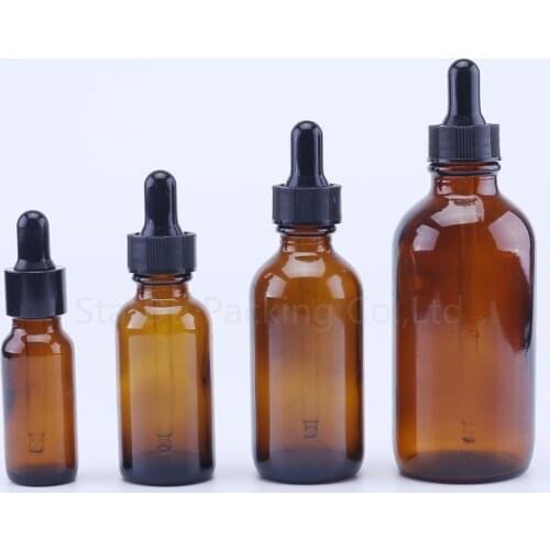 15ml 30ml 60ml 120ml amber Glass Bottle With Dropper Essential Oil Bottle , 120cc empty Boston bottle 100pcs