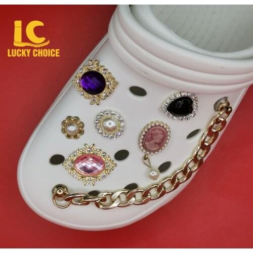 1PC Croc Charms Designer Shinny Rhinestone Shoe Charms Croc Jeans Fits for Shoe Clog Sandals Decoration Shoe for Kids Girls Gift