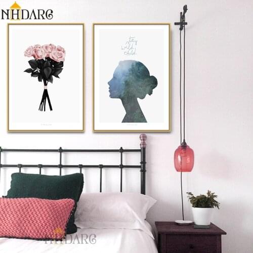Nordic Posters and Prints Canvas Painting Art Flower Girl Forest Wall Pictures for Living Room Kids Room Cuadros Home Decor