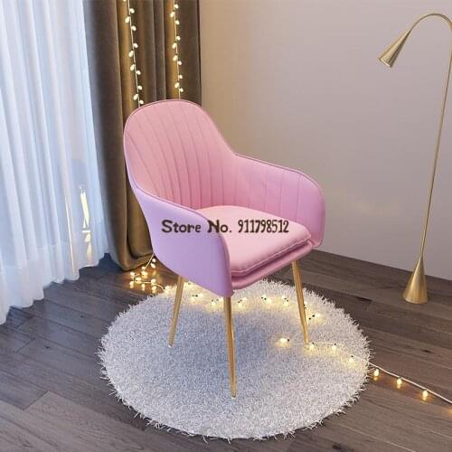 Nordic modern minimalist bedroom wrought iron dressing stool net red ins bow home backrest nail makeup chair