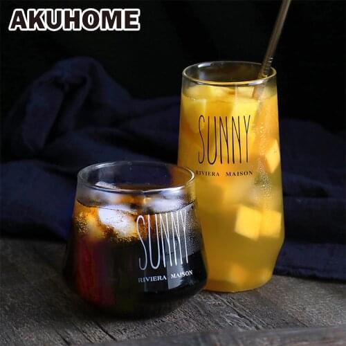 Heat-Resistant Glass Cup Transparent Juice Cup Large-Capacity Milk Cup Bar AKUHOME