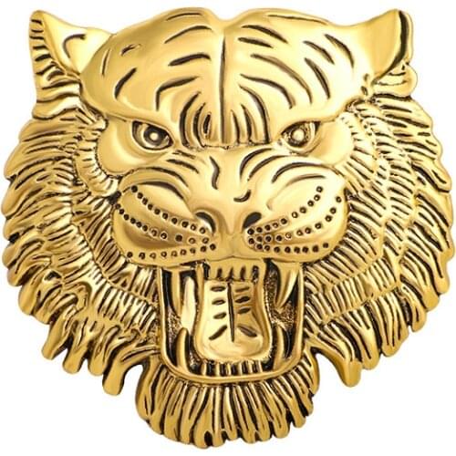 Retro Tiger Face Head Brooch Pin Metal Animal Brooches Mens Suit Shirt Badge Lapel Pins for Women Fashion Jewelry Accessories