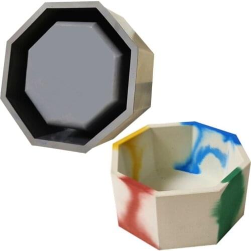 Octagonal Cement Flowerpot Casting Silicone Mould DIY Crafts Decorations Making Tools Storage Cup Epoxy Resin Mold