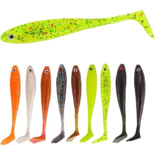 XY-338 Luya Lures Soft Bionic 5g/8.4cm Flashing T-tail Silicone 3D Fish Fishing Bait Sinking Trackle Gears Accesories
