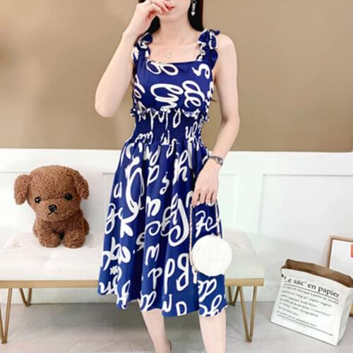 2021 Summer Chiffon Women Dress Print Floral Sexy Sleeveless Lady Spaghetti Straps Off The Shoulder Girls Sundress KE1018