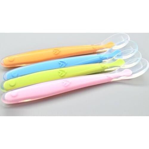 1PC Safety Soft Silicone Baby Spoon Baby Flatware Feeding Spoon Smart Kids Tablespoon Feeder Infant Tools