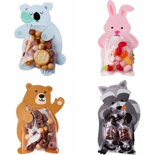 10pcs/lot Cute Animal Bear Rabbit Candy Bags Cookie Bags Gift Bags Greeting Cards Baby Shower Birthday Party Candy Box