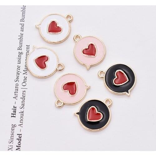 10pcs/pack Cute Heart Enamel Charms Metal Golden Color Pendant Earring DIY Fashion Jewelry Accessories 14*17mm