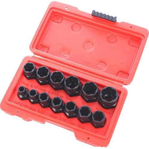 13Pcs Impact Damaged Bolt Nut Screw Remover Extractor Socket Tool Kit Removal Set Bolt Nut Screw Removal Socket Wrench