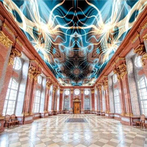 2020 Custom 3D Ceiling Pattern Wallpaper Ceiling Wall Painting Living Room Bedroom 3D Wall Stickers New silk Ceiling Design