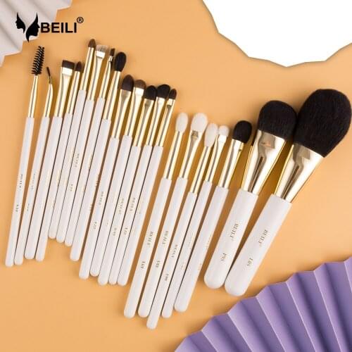 BEILI Professional Makeup Brushes Set Goat Pony Synthetic Hair Foundation Powder Blush Eyeshadow Contour Eyebrow make up brushes