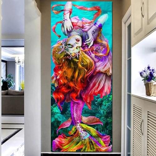 Large Diamond Painting Fantasy Color Mermaid Cross Stitch Diamond Embroidery 5D Decoration Full Square Round Drill Handmad N1481