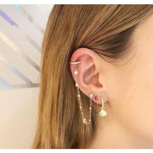 100% 925 sterling silver top quality bezel round triangle oval cz cubic zirconia link chain wedding bridal gift cuff cz earring