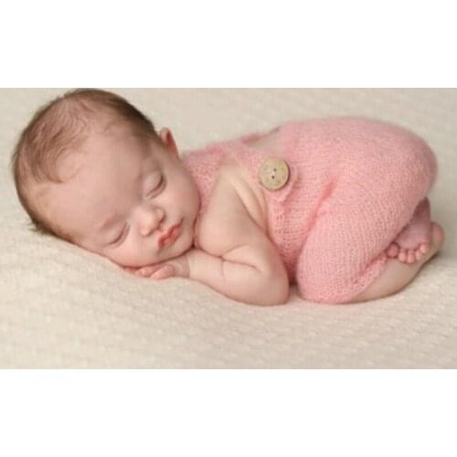 N7ME Newborn Photography Prop Button Overalls Pants Baby Photo Romper Outfit