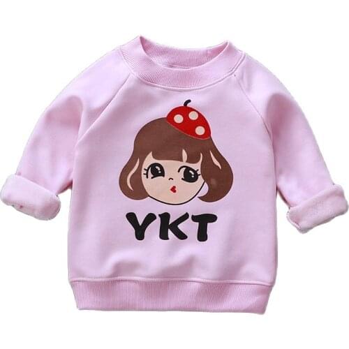 Childrens velvet sweater spring and autumn fashion cartoon boys and girls warm sweater winter Korean baby pullover 0-6Y